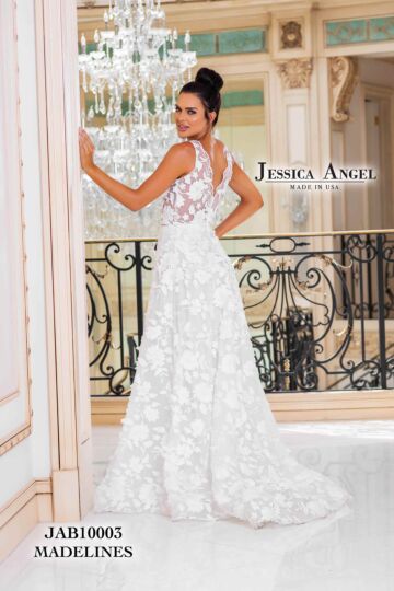 Jessica Angel 10004 3D Lace Plunging Neck Bridal Gown