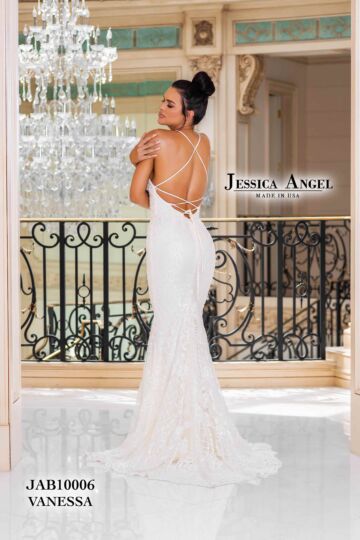 Jessica Angel 10006 Lace-Up Back V-Neck Bridal Dress