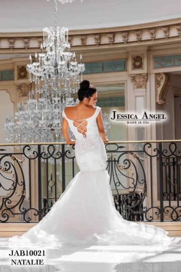 Jessica Angel 10021 Plunging Neckline Trumpet Wedding Gown