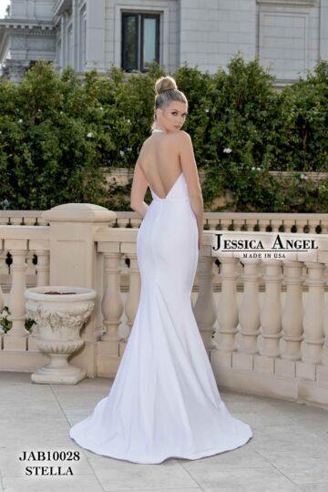 Jessica Angel 10028 Bare Back Plunging Halter Bridal Gown