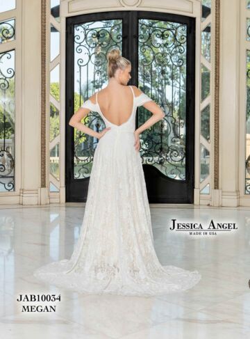 Jessica Angel 10034 Bare Back Cold Shoulder Wedding Gown