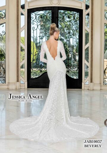 Jessica Angel 10037 Plunging Back Long Sleeve Wedding Dress