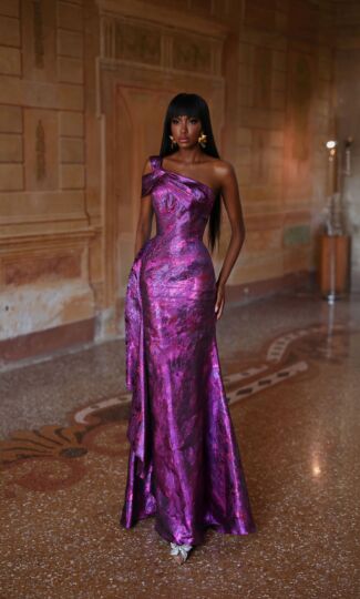 Alyce Paris 27701 Cold-Shoulder Side Flounce Evening Dress