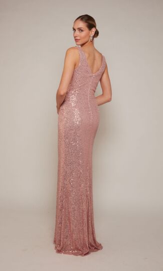 Alyce Paris 27653 High Slit Draped Sequin Dress