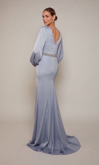 Alyce Paris 27696 Bishop Sleeves Beaded Waist Dress