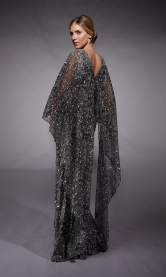 Alyce Paris 27752 Cape Sleeve Illusion Neck Dress