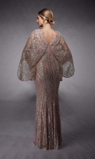 Alyce Paris 27756 Kimono Sleeve Beaded V-Neck Dress