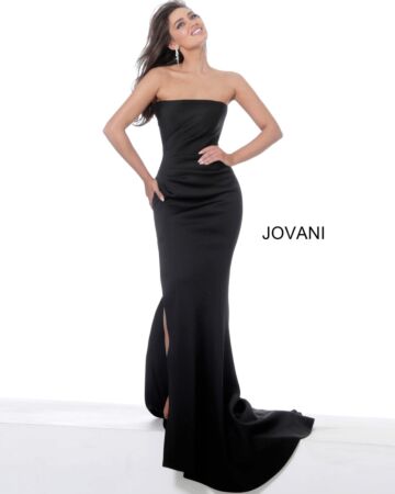 Jovani 94366 Black Side Slit Strapless Dress