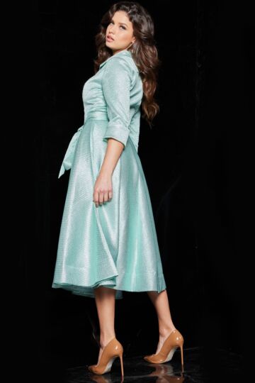 Jovani 23176 Collar Neckline Tie Waist Dress