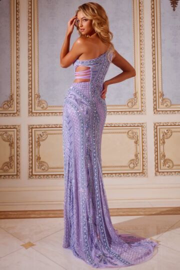 Jovani 43927 Strappy Side One Shoulder Cutout Dress