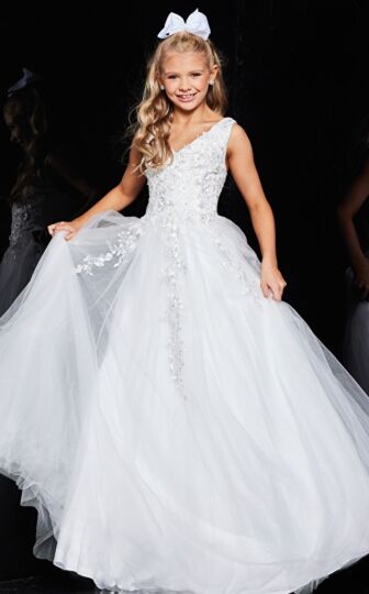 Jovani K00367 V-Neck Embroidered Formal Dress