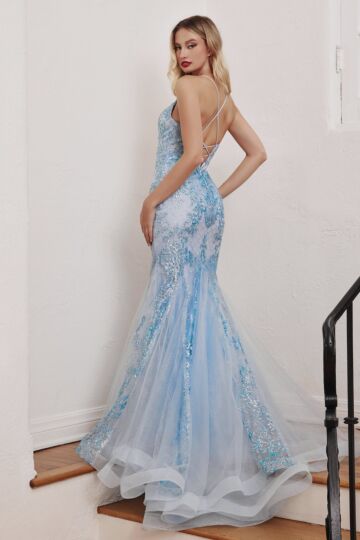 LaDivine CC2279 Trumpet Silhouette Lace-Up Dress
