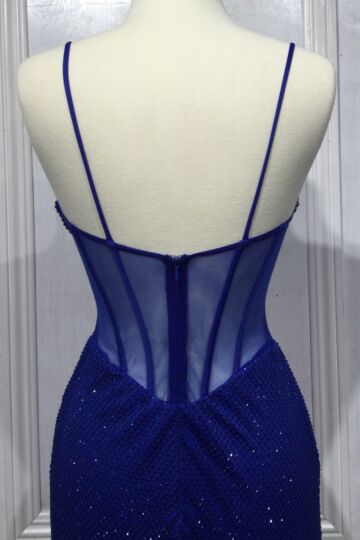 LaDivine CD267 Cowl Neckline Illusion Corset Dress