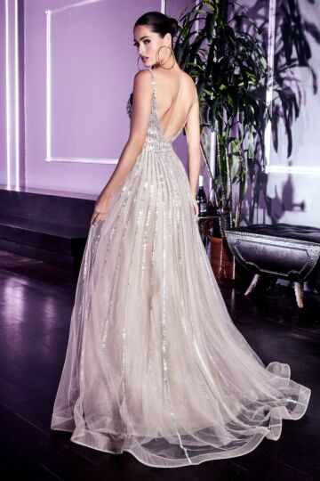 LaDivine CD940 Open Back Embellished Dress