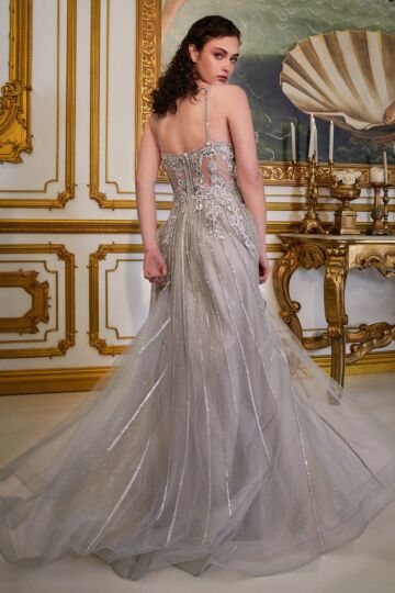 LaDivine CD994 Sheer Bodice Embellished Dress