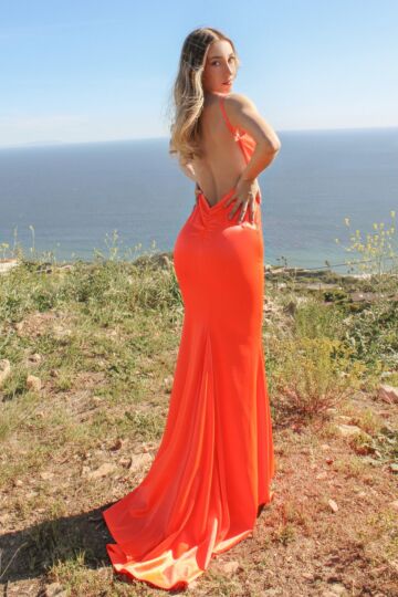 LaDivine SE016 Ruched Derriere Backless Dress