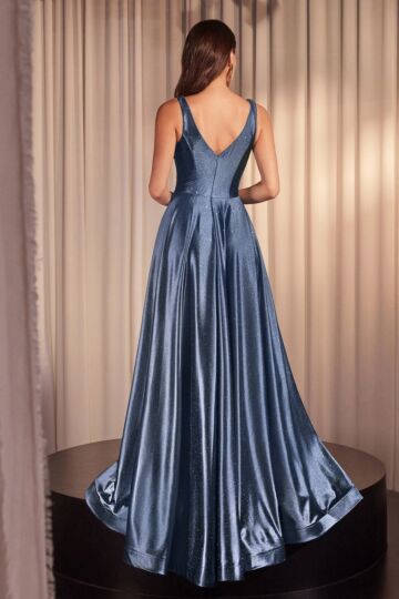 Ladivine CC2349 Sleeveless V-Neck Shimmer A-Line Dress