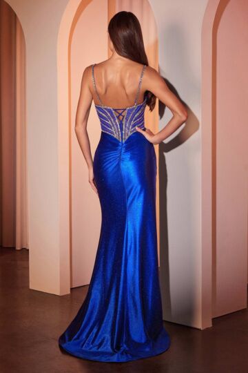 Ladivine CC8868 Cutaway Slit Embellished Corset Dress