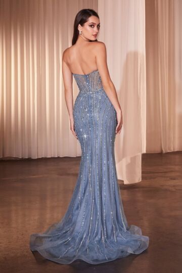 Ladivine CD794 Illusion Bodice Sweetheart Neck Dress
