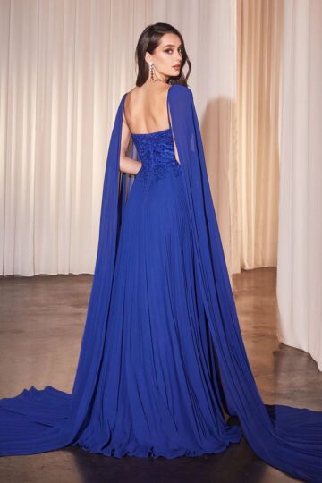 Ladivine CJ937 Applique Bodice Hanging Sleeve Dress