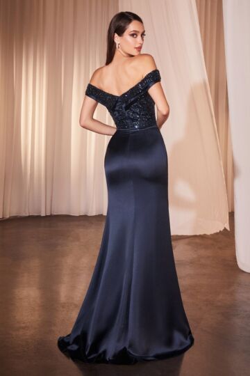 Ladivine CR877 Off-The-Shoulder Faux Wrap Skirt Dress