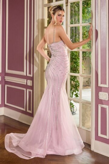 LaDivine CB167 Detachable Train Embellished Dress