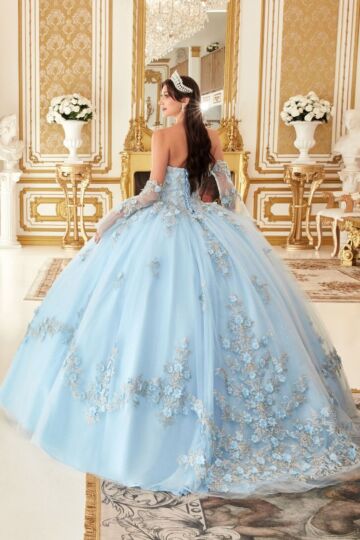 LaDivine Dress 15714 Removable Sleeve Quinceanera Gown