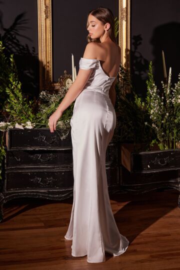 LaDivine 7492W Off-The-Shoulder Cowl Neck Wedding Dress
