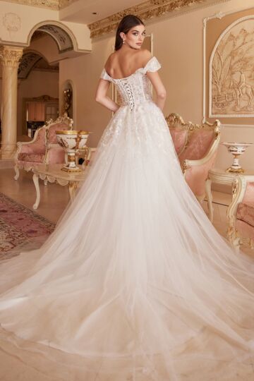 LaDivine A1090 Ruffle Off-The-Shoulder Bridal Gown