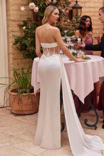 LaDivine CD269W Basque Waist Plunging Sweetheart Neck Wedding Dress
