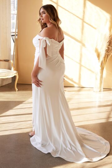 LaDivine CD944WC Peek-A-Boo Sweetheart Neck Plus Size Bridal Dress