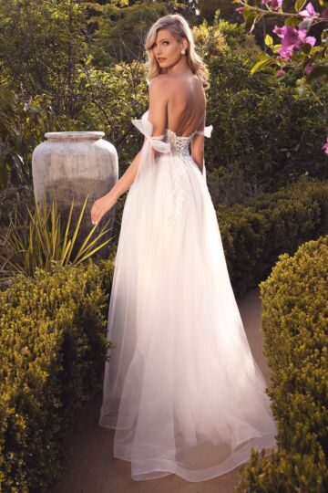 LaDivine CD964W Lace-Up Sides Bow-Tie Strap Wedding Dress