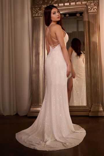 LaDivine CH225W Spaghetti Strap Sweetheart Neck Bridal Dress
