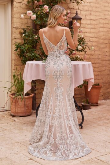 LaDivine J859W V-Neck Spaghetti Strap Bridal Gown