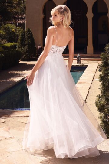 LaDivine KC897W V-Neck Illusion Bodice Wedding Dress