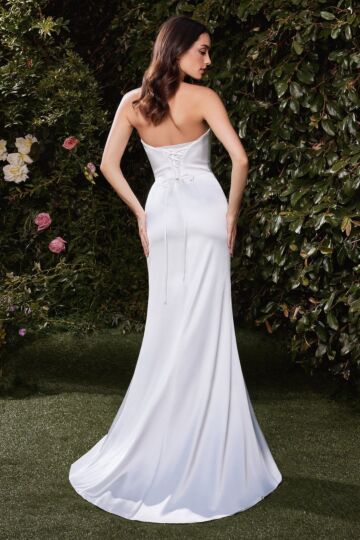 Ladivine 7451W High Satin Strapless Satin Bridal Gown