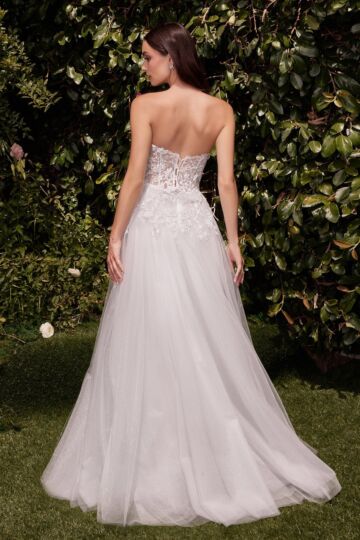 Ladivine C148W Applique Bodice Strapless A-Line Wedding Dress