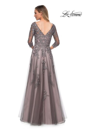 La Femme 29205 V-Back Embroidered Dress