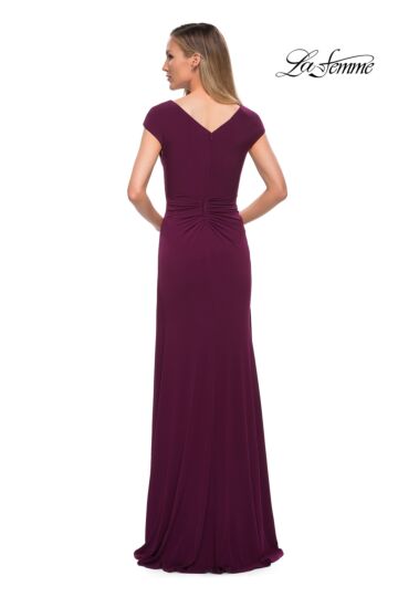 La Femme 29814 Cap Sleeves Ruched Dress