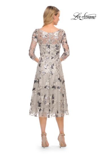 La Femme 29988 Three Quarter Sleeves Embroidered Dress