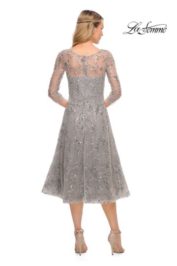 La Femme 30002 Sequin Lace Illusion Neckline Dress