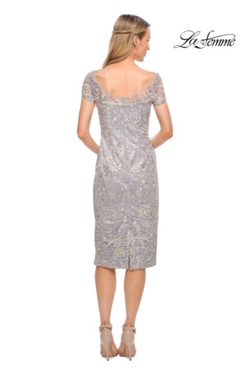 La Femme 30108 Bateau Neck Embroidered Dress
