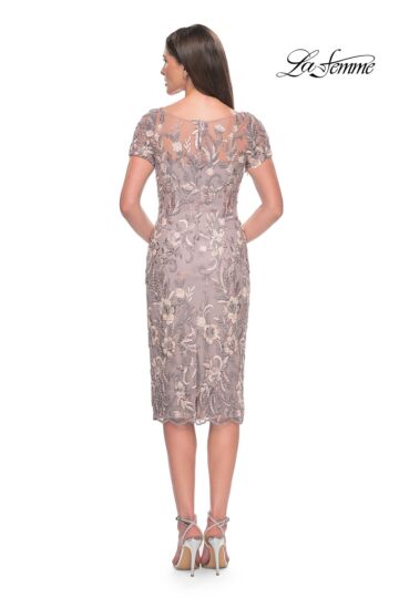 La Femme 31775 Scallop Hem Back Slit Dress