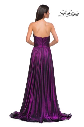 La Femme 32899 Pleated Top High Slit Strapless Dress