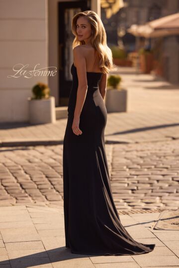La Femme 32919 High Slit Strapless Sweetheart Neckline Dress