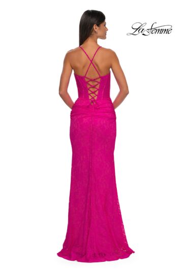 La Femme 33036 Basque Waist Lace Corset Dress