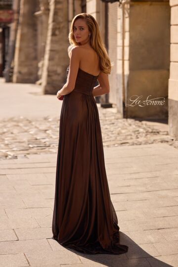 La Femme 33047 Strapless Sweetheart Neckline Metallic Dress