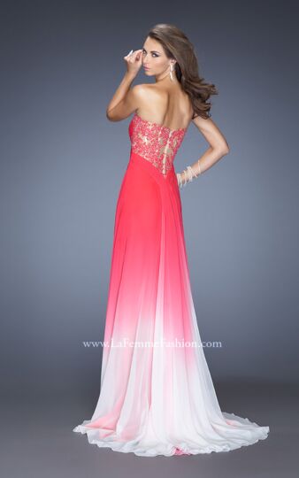 La Femme 20167 Ombre Sweep Train Strapless Dress