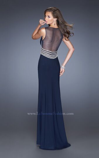 La Femme 20438 Navy Blue High Slit Dress