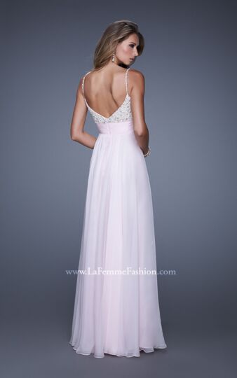 La Femme 20717 Pale Pink Empire Waist Spaghetti Strap Dress